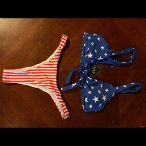 Tie front American flag bikini